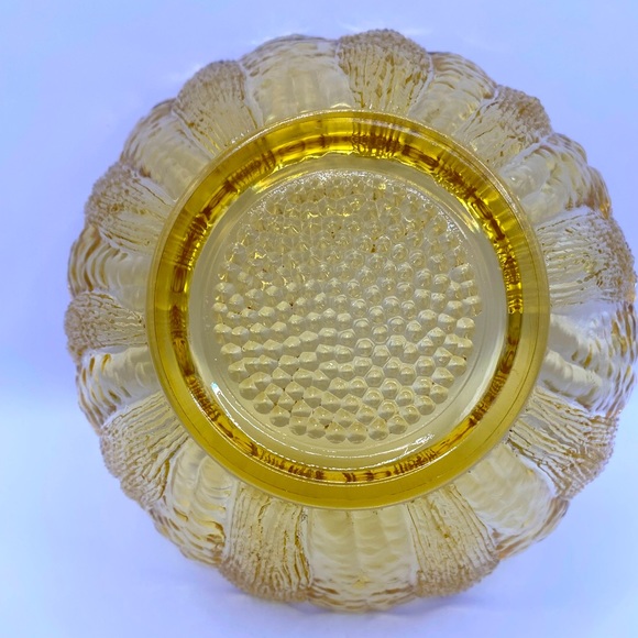 Anchor Hocking green & gold sunflower pressed glass set. Vintage 1960’s. - Picture 6 of 12